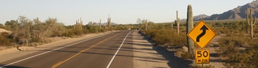 Highway 238 in Maricopa County, also known as the Dead Cow Highway, linking Gila Bend and the town of Maricopa.